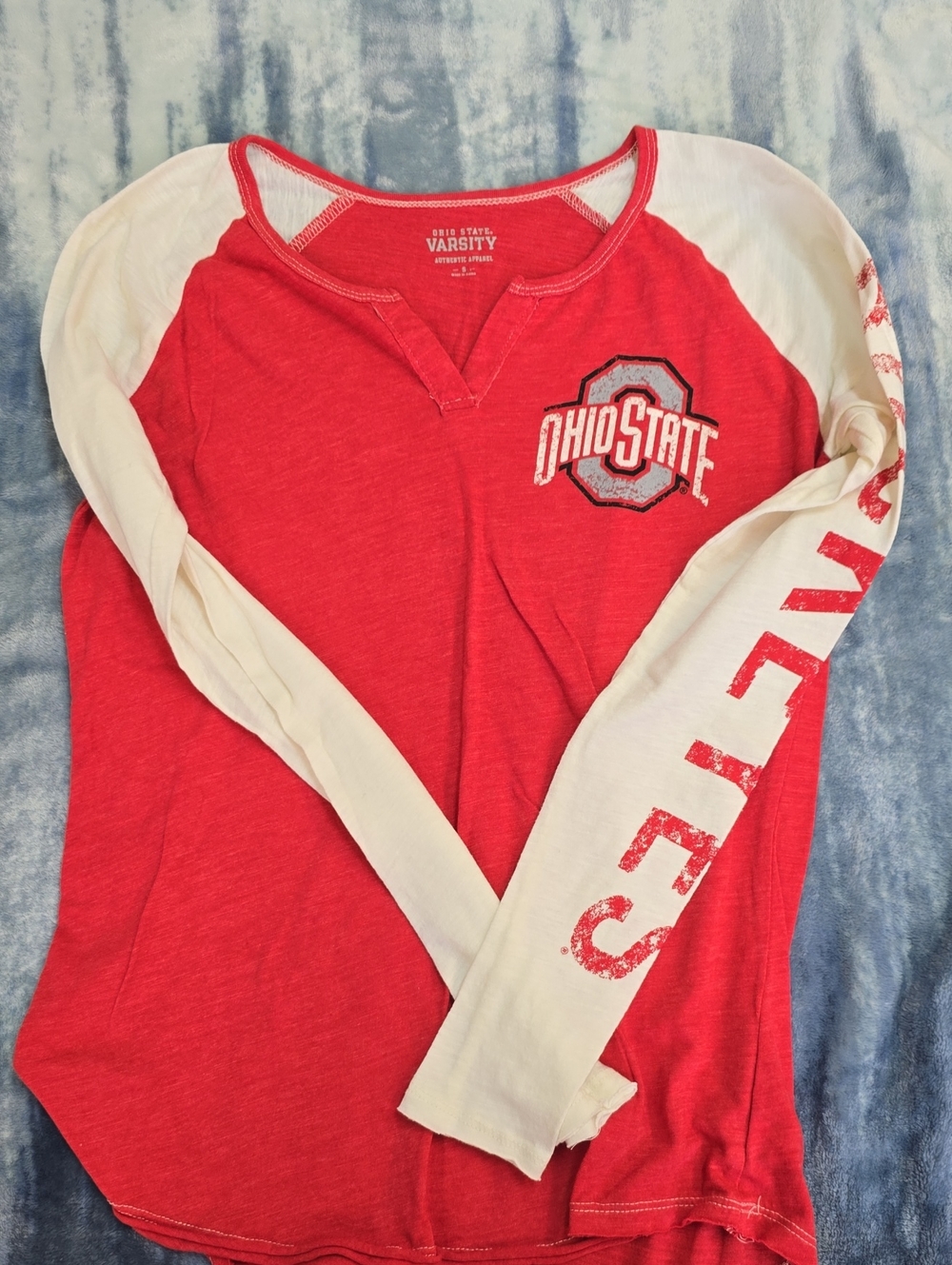 Varsity Red & Cream Ohio State Long-Sleeve Raglan Tee